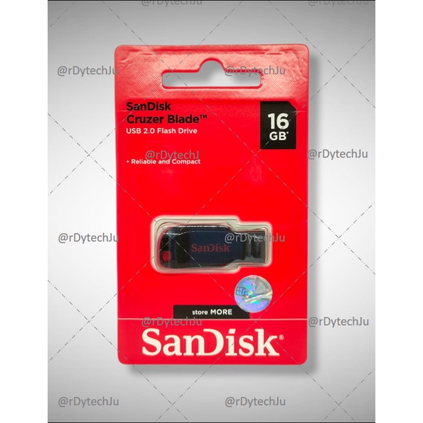 Flashdisk 16GB / 32GB Sandisk Cruzer Blade (CZ50) USB 2.0 ORIGINAL 100% ASLI (GARANSI 5 TAHUN)