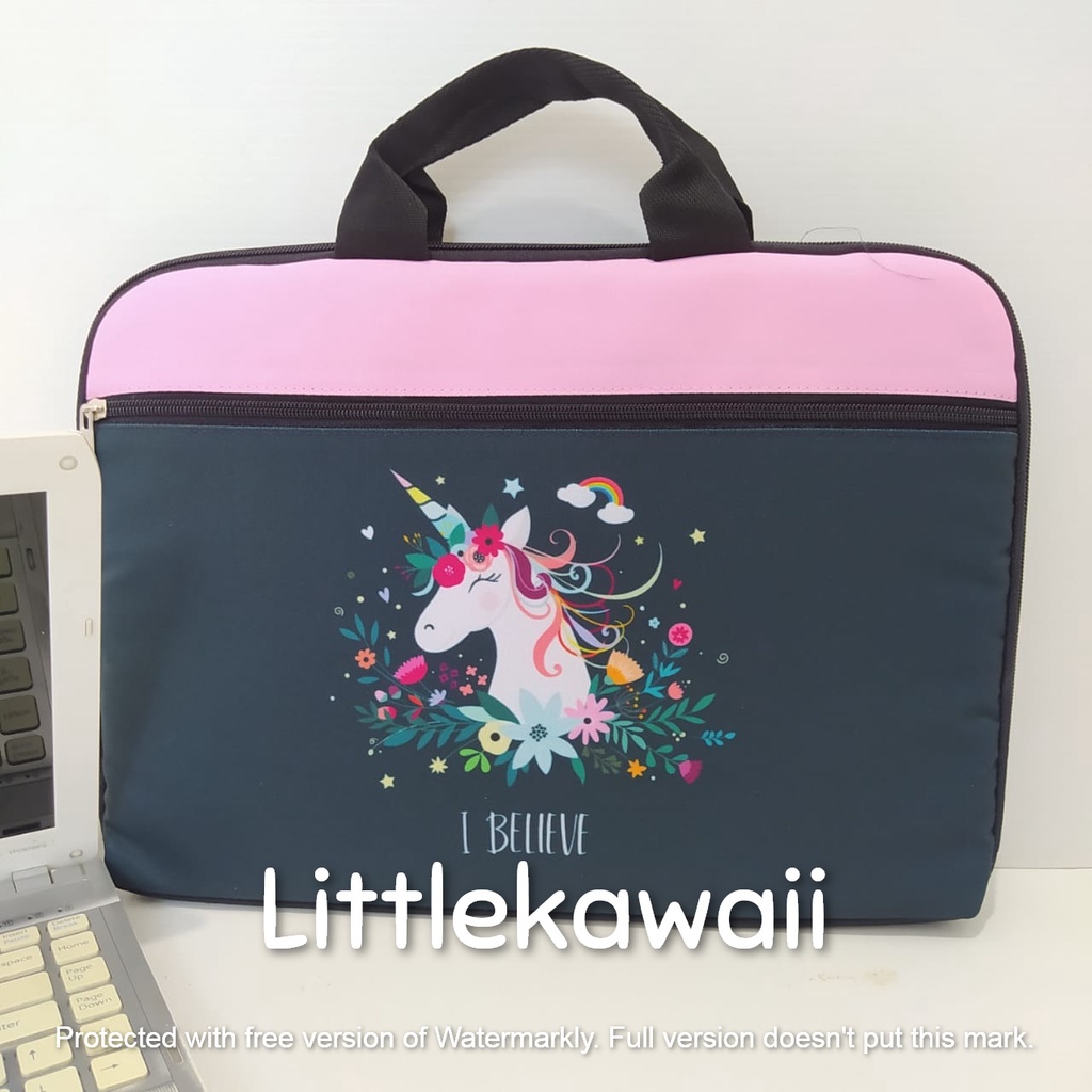 LK/Tas Laptop Case Unicorn Kantong Depan Mix 14 Inch