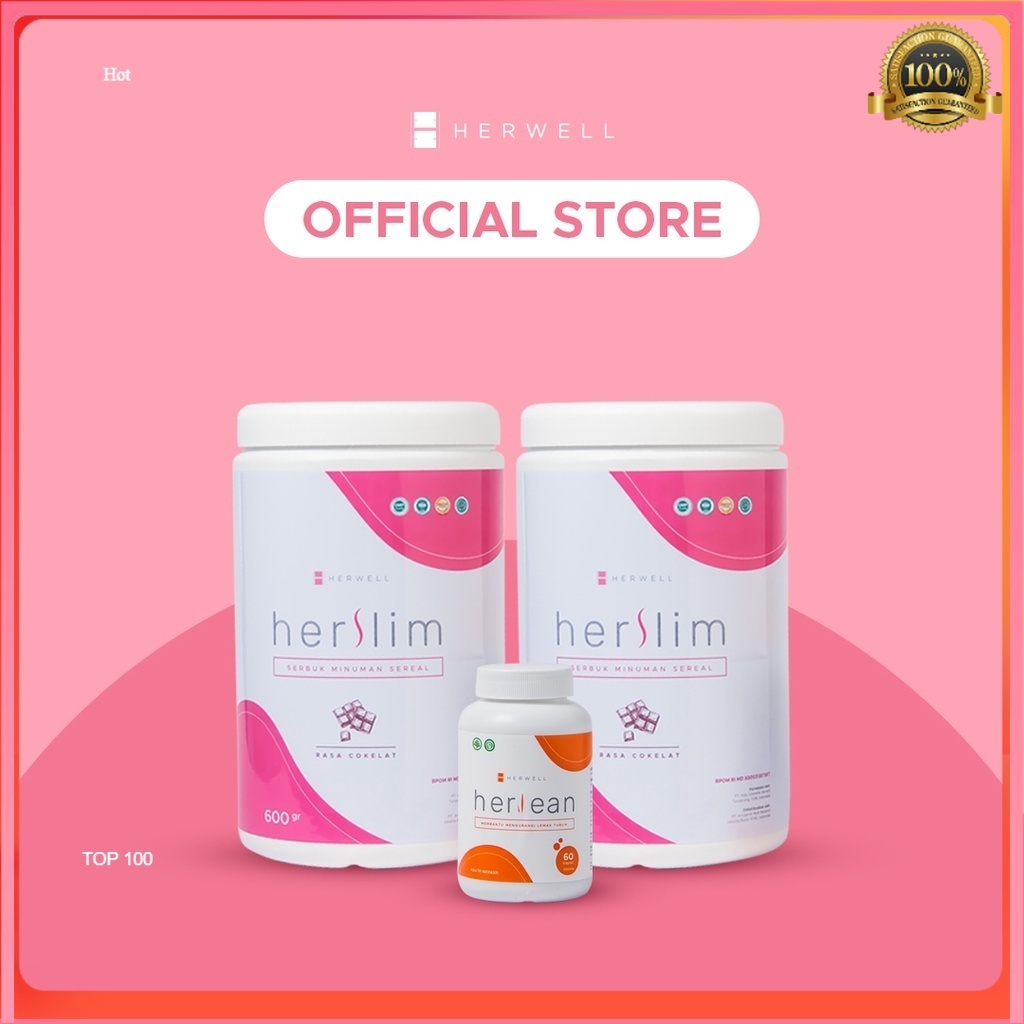 Bundling 3pcs - Herslim Susu diet 2 pcs + Herlean GRATIS BOTOL SHAKER Herwel BPOM HALAL ORIGINAL ORI OFFICIAL STORE Herwell ASLI