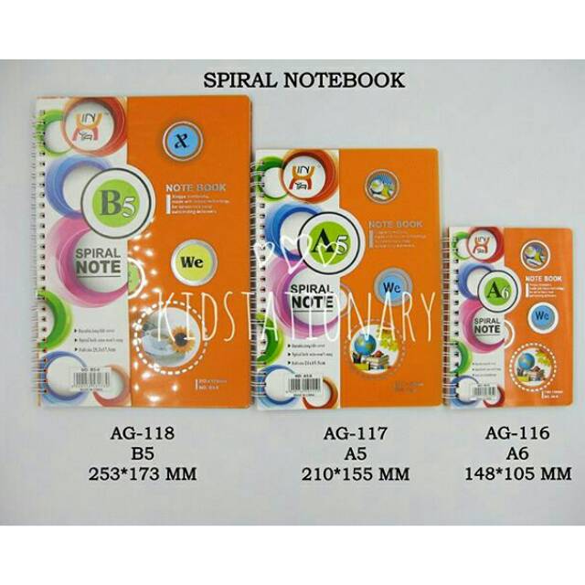 

Spiral ruled Notebook/ buku jilid spiral B5 A5 A6