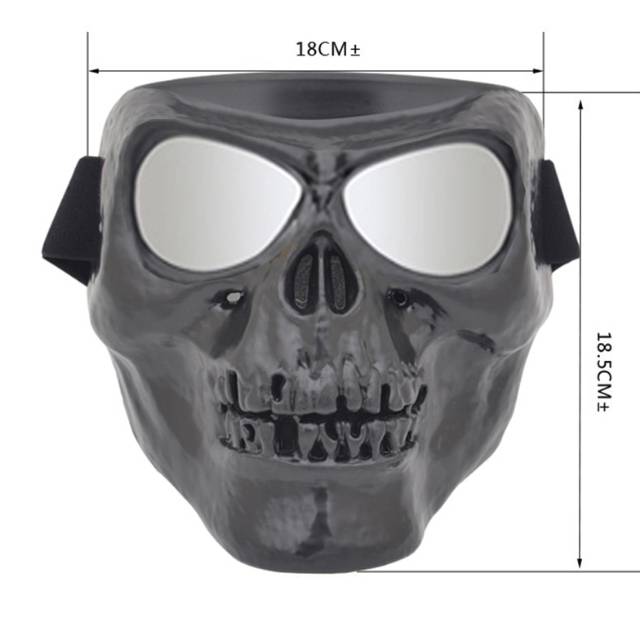 MASK TOPENG + KACAMATA BIKER MOTOR VINTAGE RETRO FULL FACE TENGKORAK AIR SOFTGUN GHOST RAIDER COOPER