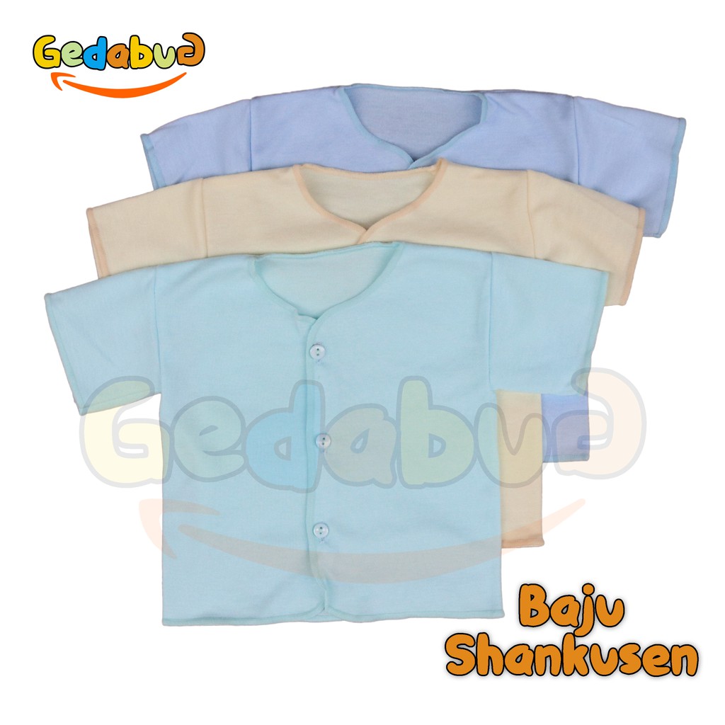 6pc - Baju Shankusen Polos | Baju Bayi New Born Kancing Depan