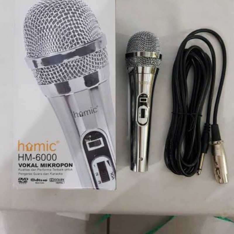 HOMIC HM-909 Mic Dynamic Microphone Karaoke Stainless Suara Jernih Original