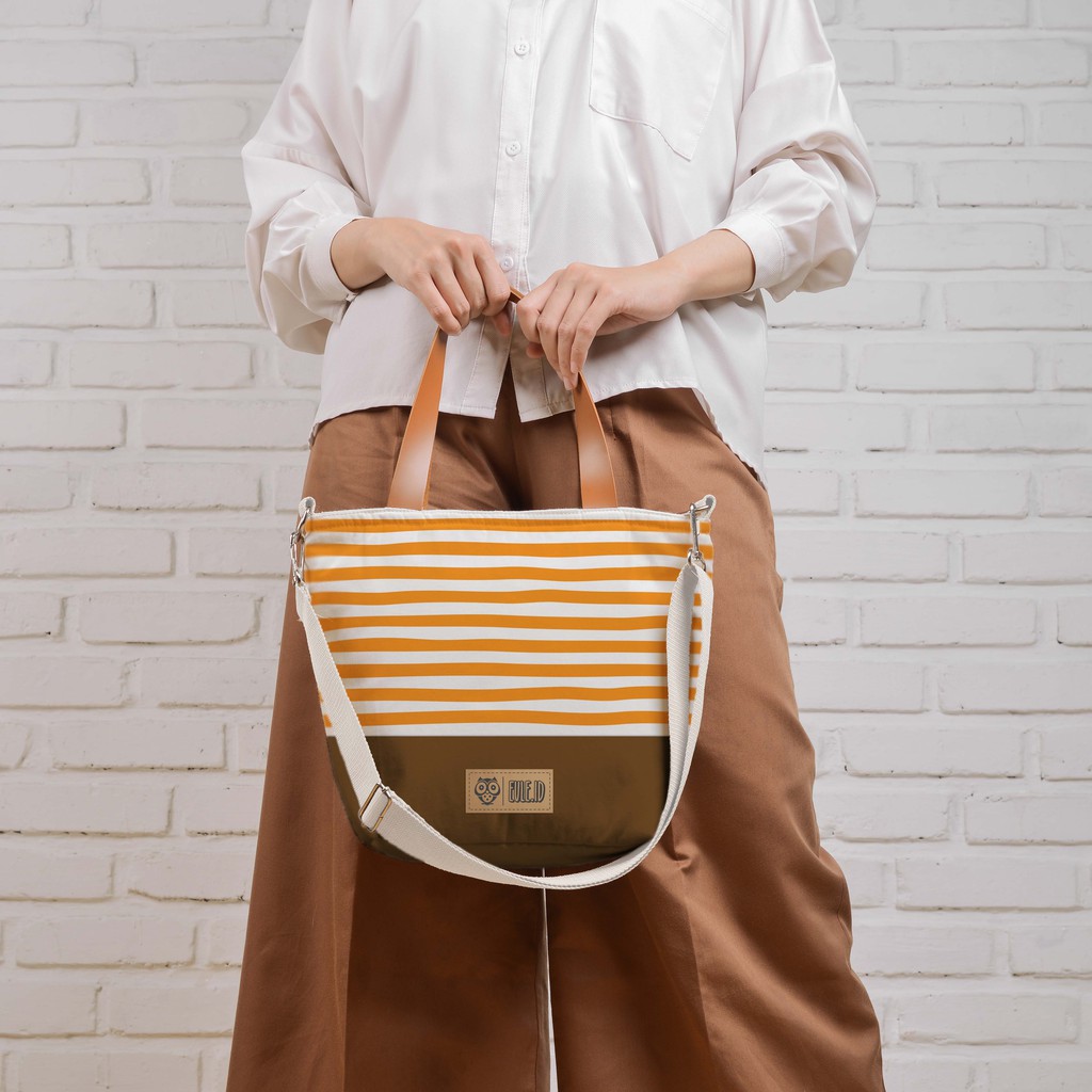 Sling Bag Kanvas Stripe Kuning