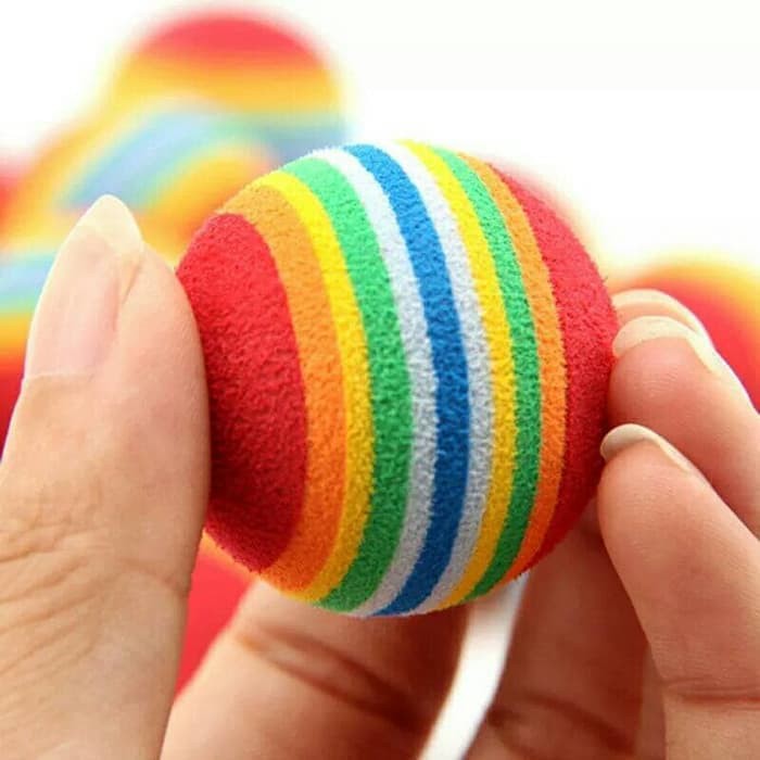 RAINBOW BALL - MAINAN BOLA KUCING KITTEN ANJING DOG TOYS CAT TOYS MAINAN KUCING BOLA KARET 3 CM