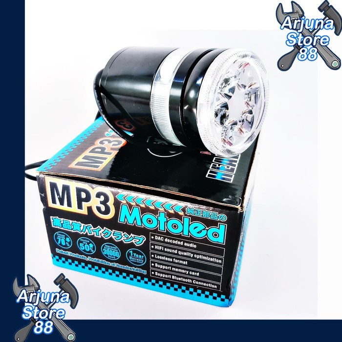 Headlamp Led Lampu Tembak Mp3 Motor Angel Eyes Plus Speaker Bluetooth