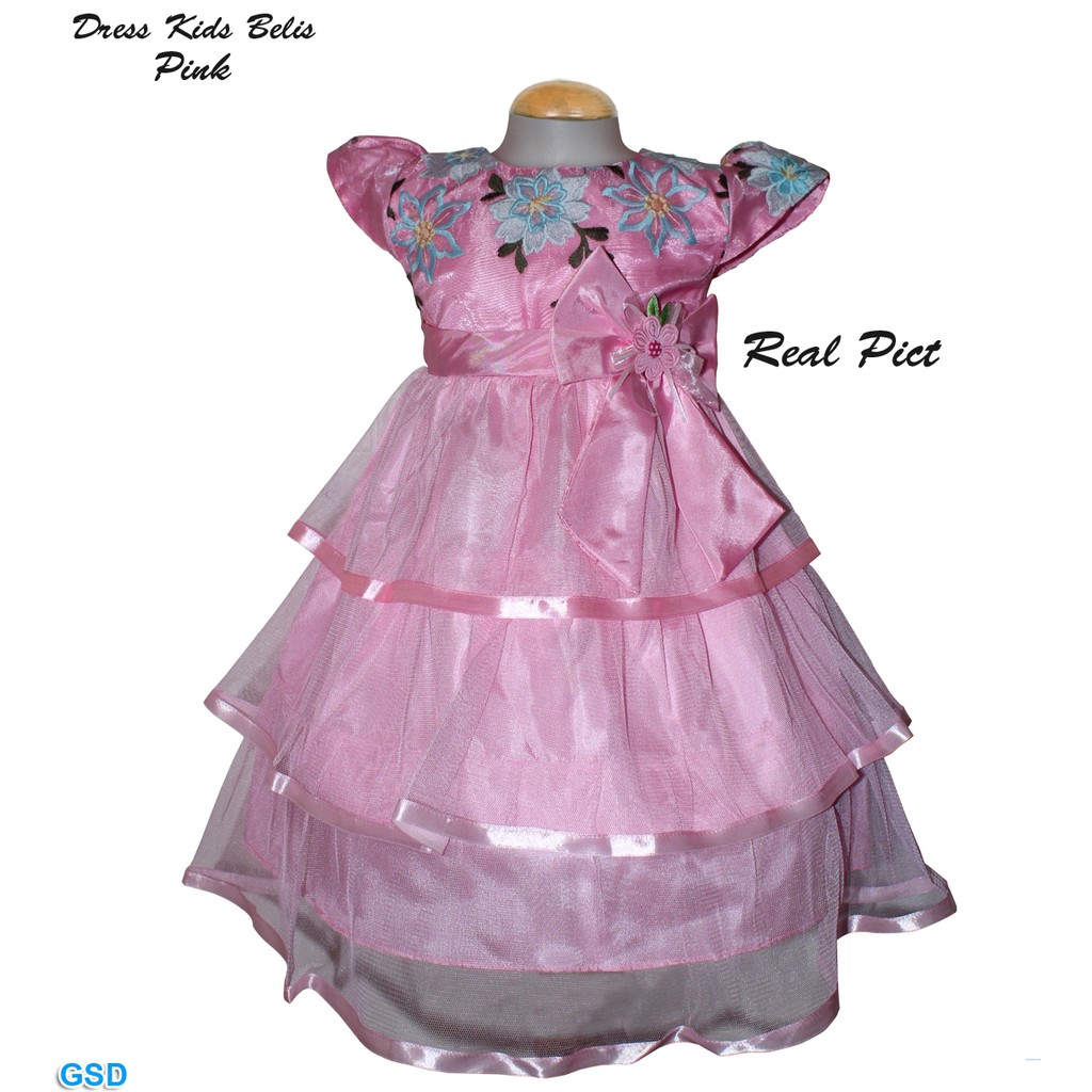 Dress Belis/Kasual Dress Brukat /Promo Gaun Anak Impor/ Fashion Anak/ Baju Pesta Murah