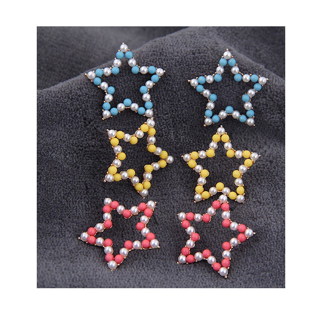 LRC Anting Tusuk Fashion Pentagram Ear Stud A58822