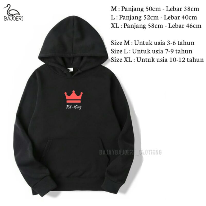Jaket rx-king sweater hoodie anak original dengan bahan 100% katun untuk anak seorang raja jalanan