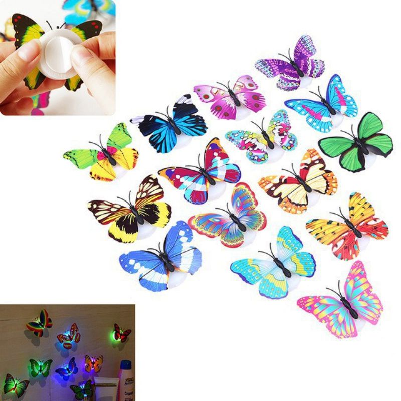 LAMPU LED MOTIF KUPU-KUPU BUTTERFLY TEMPELAN DINDING LUCU UNTUK KAMAR ANAK KECIL MURAH