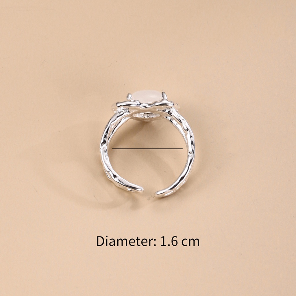 Cincin Model Terbuka Desain Hati Hias Batu Moonlight Gaya Koreasimple Untuk Wanita