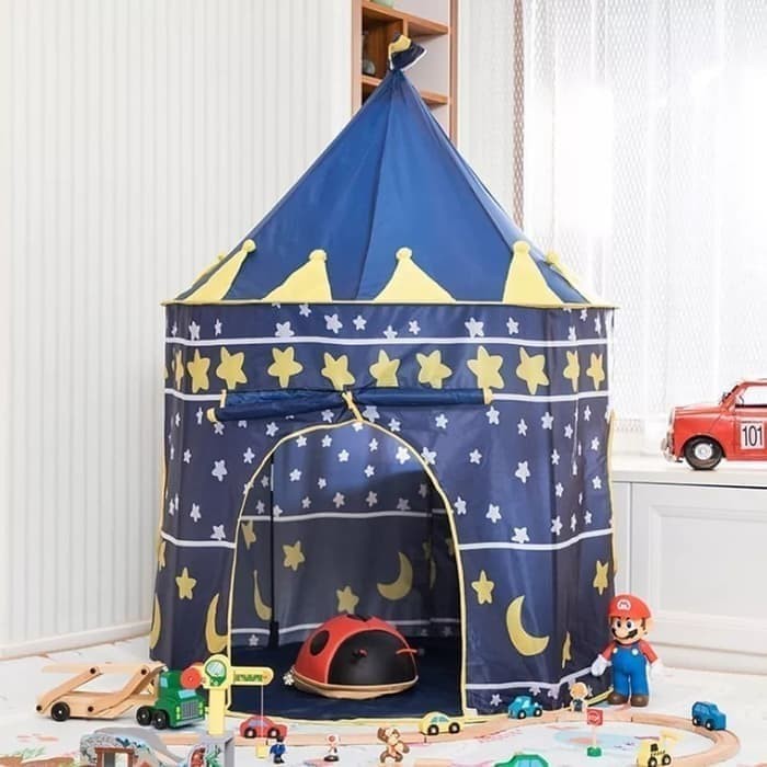 PROMO ( COD ) TENDA KERUCUT CASTLE ISTANA ANAK JUMBO BLUE 105X135CM - MAINAN TENDA ANAK MURAH OUTDOOR