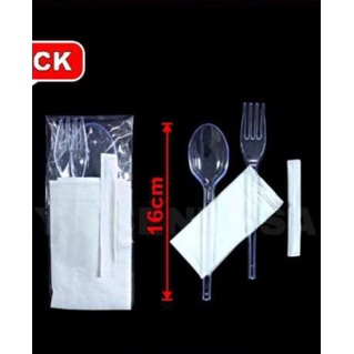 Sendok garpu tisu tusuk gigi 1set per pack higienis tissue steril bungkus plastik murah JOB