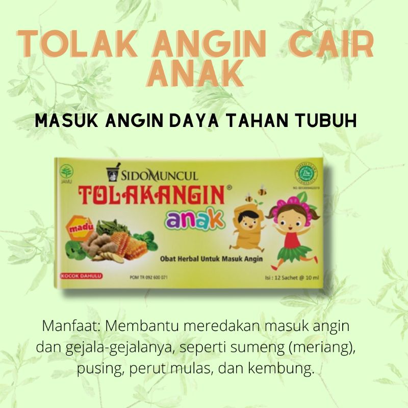 

Tolak Angin Anak Cair Dus 12's Masuk Angin Perut Kembung Mual