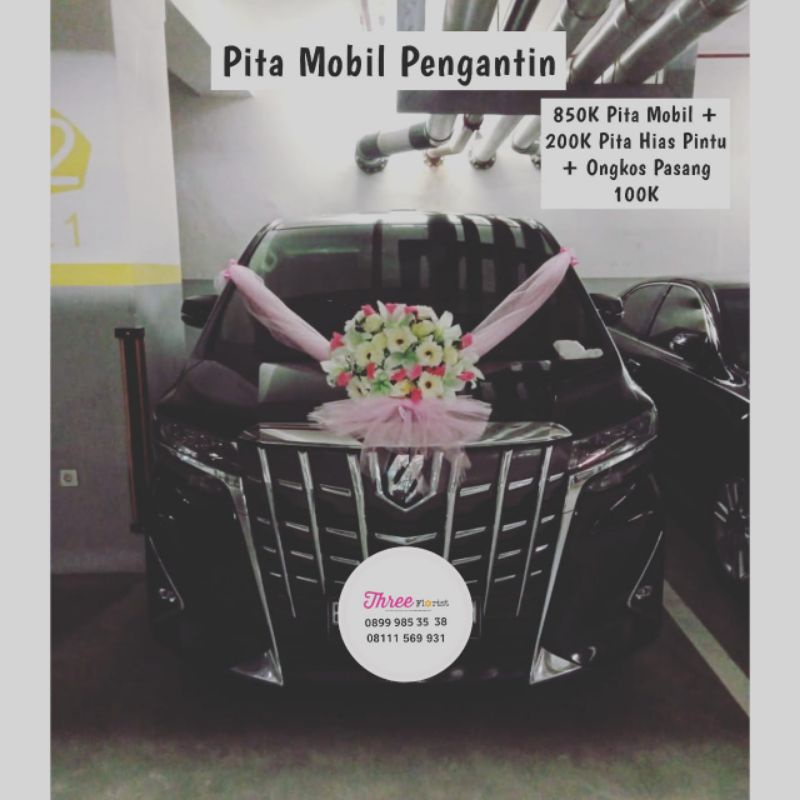 pita mobil pengantin / pita hias mobil / dekorasi pita mobil pengantin / pita mobil wedding / pita
