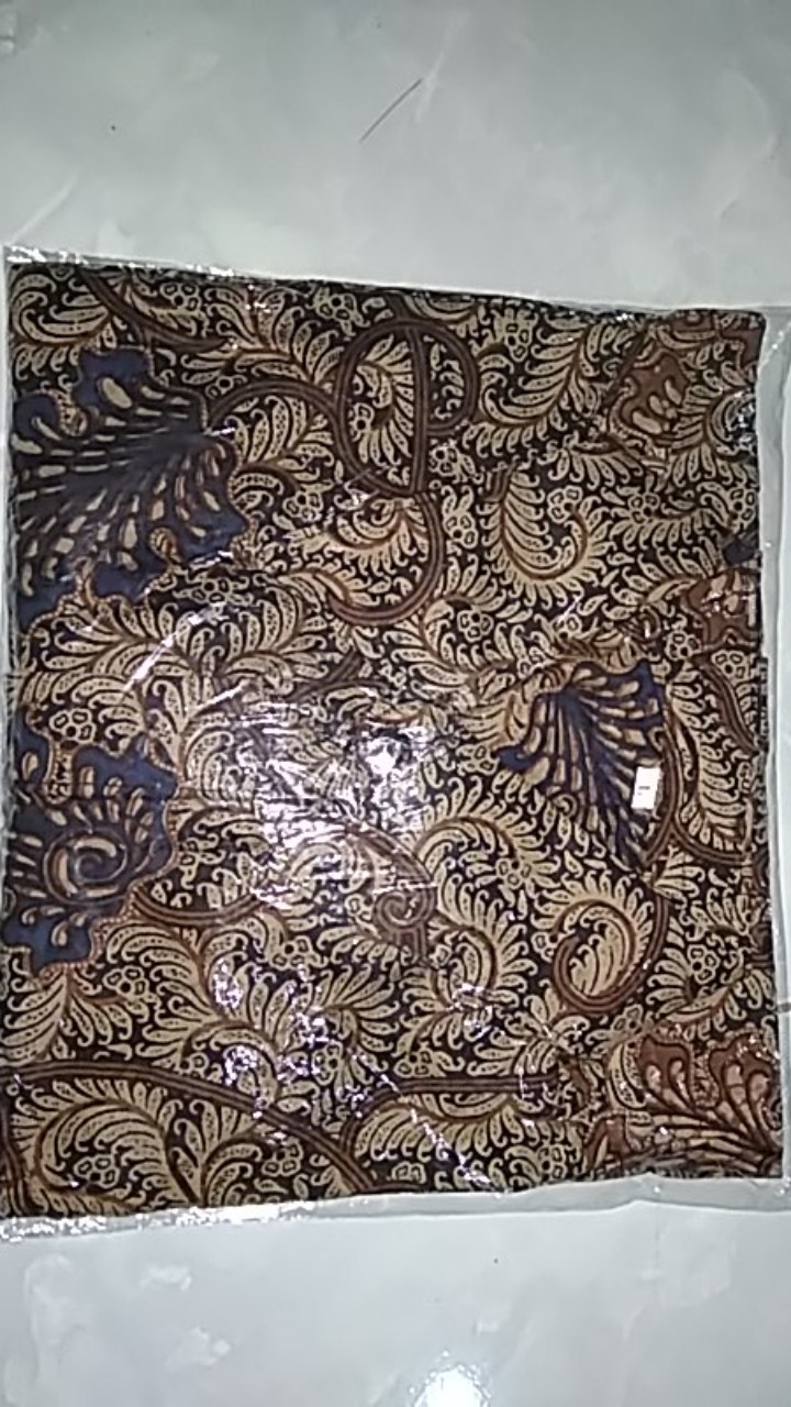Bswart Batik Hrb026 Kenongo Hem Batik Daun Serit Coklat Kemeja Batik Pria