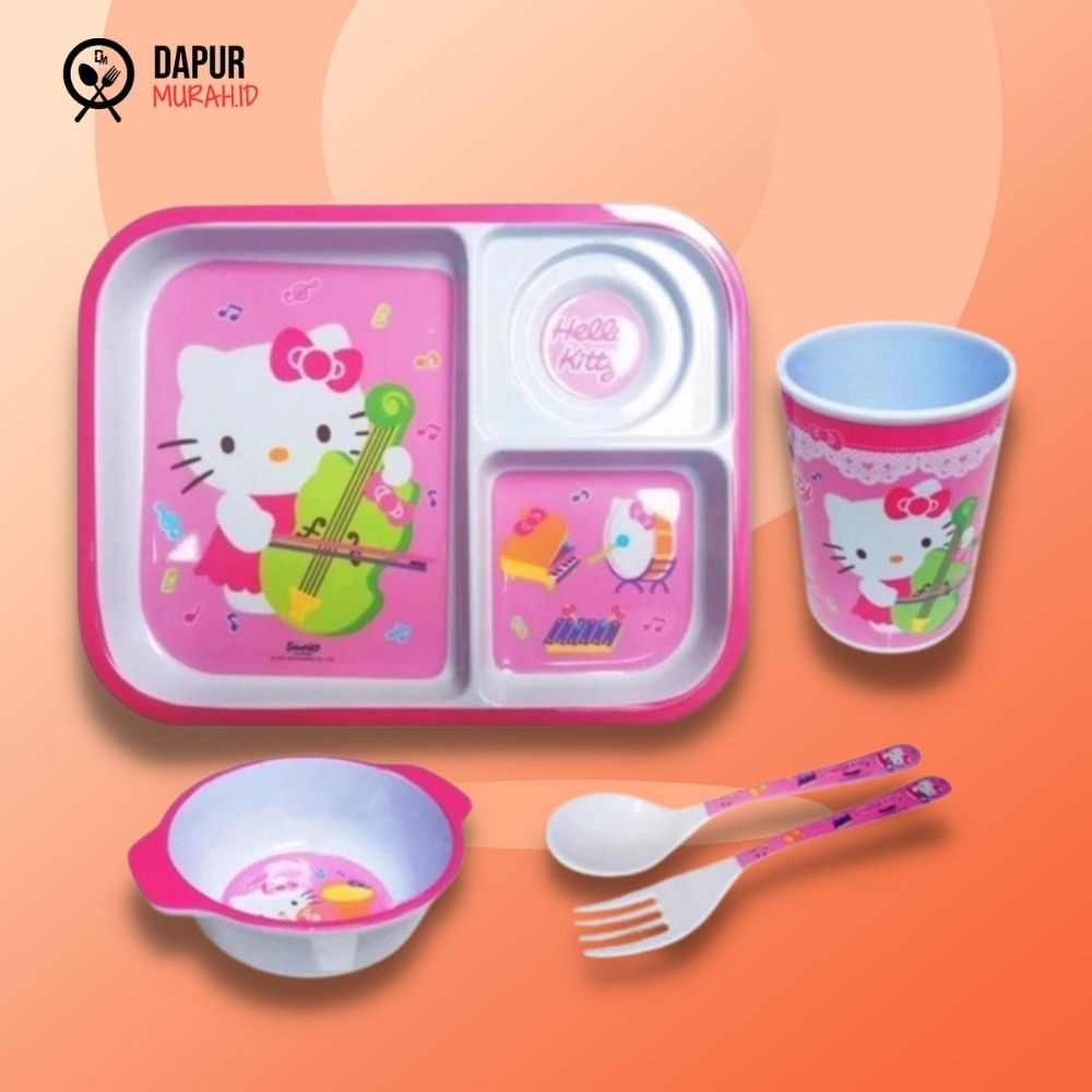 Tempat Makan Anak Melamin Vanda Hello Kitty Set - Pink