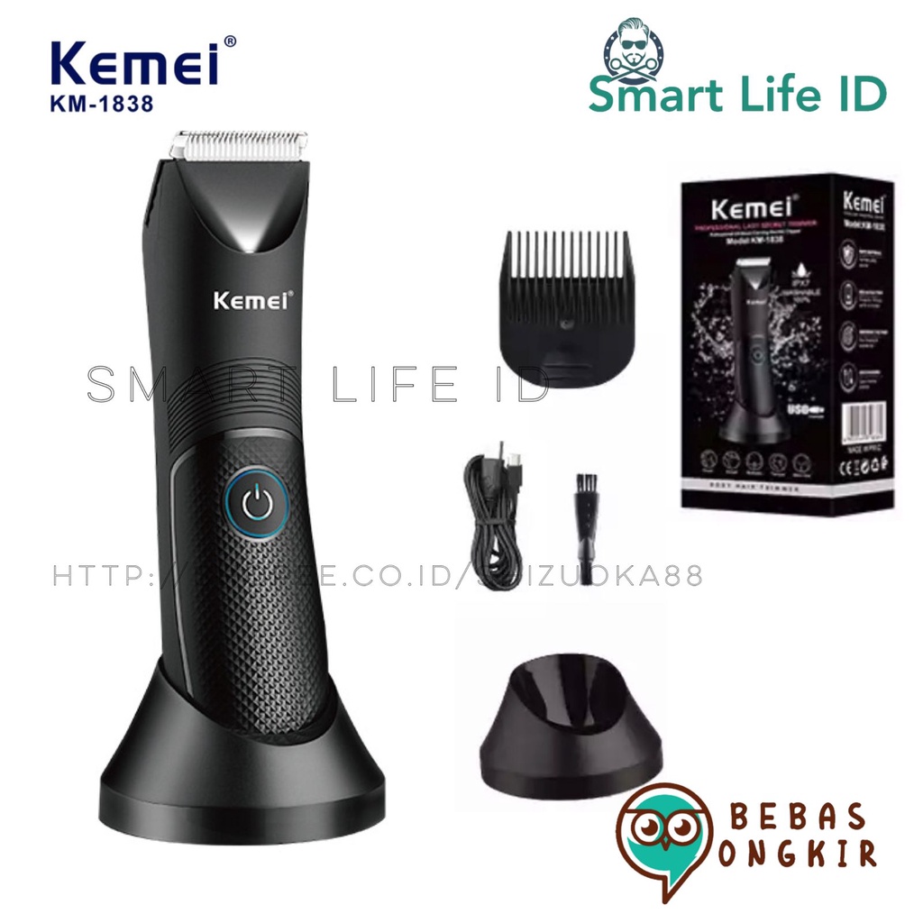 Alat Cukur Rambut Kemei KM-1838 Hair Clipper Elektrik Professional Detailer Trimmer Mesin Pemotong Rambut Pisau Keramik Cukuran Kemei KM 1838