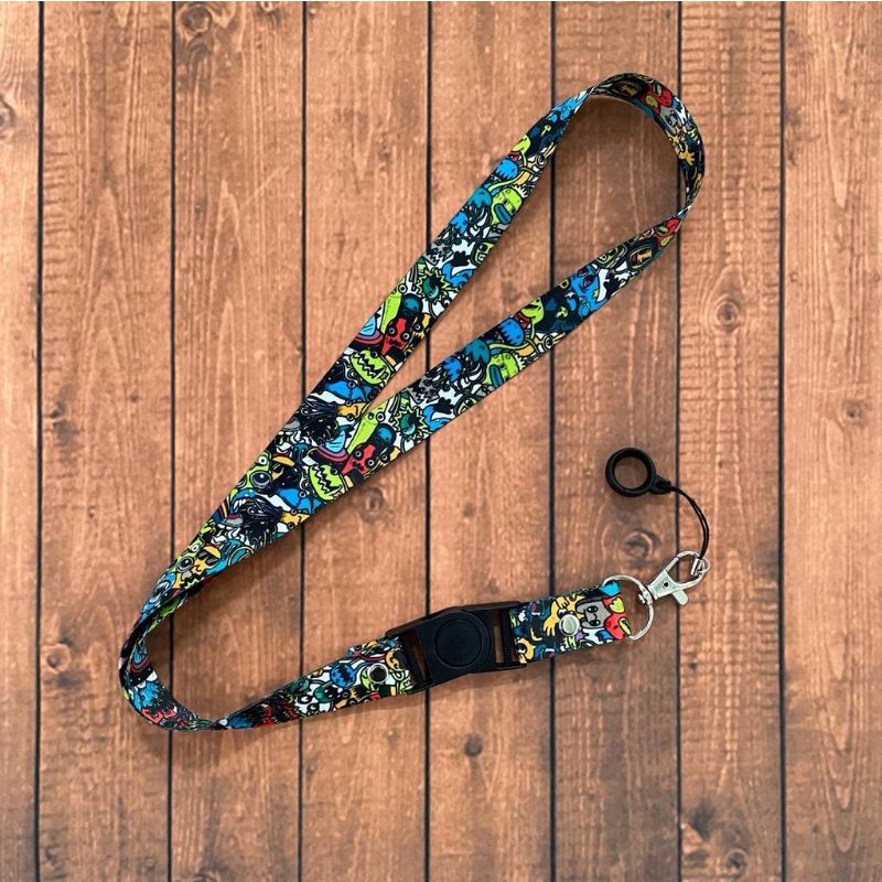 

LANYARD PRINTING GANTUNGAN ID CARD NAME TAG POD MOTIF DOODLE MONSTER