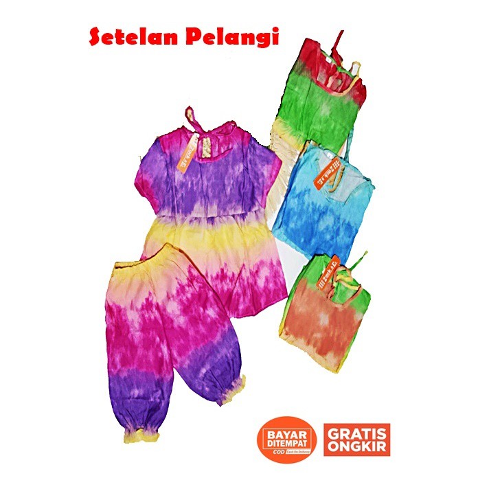 Setelan Pelangi Anak Rayon Super Adem