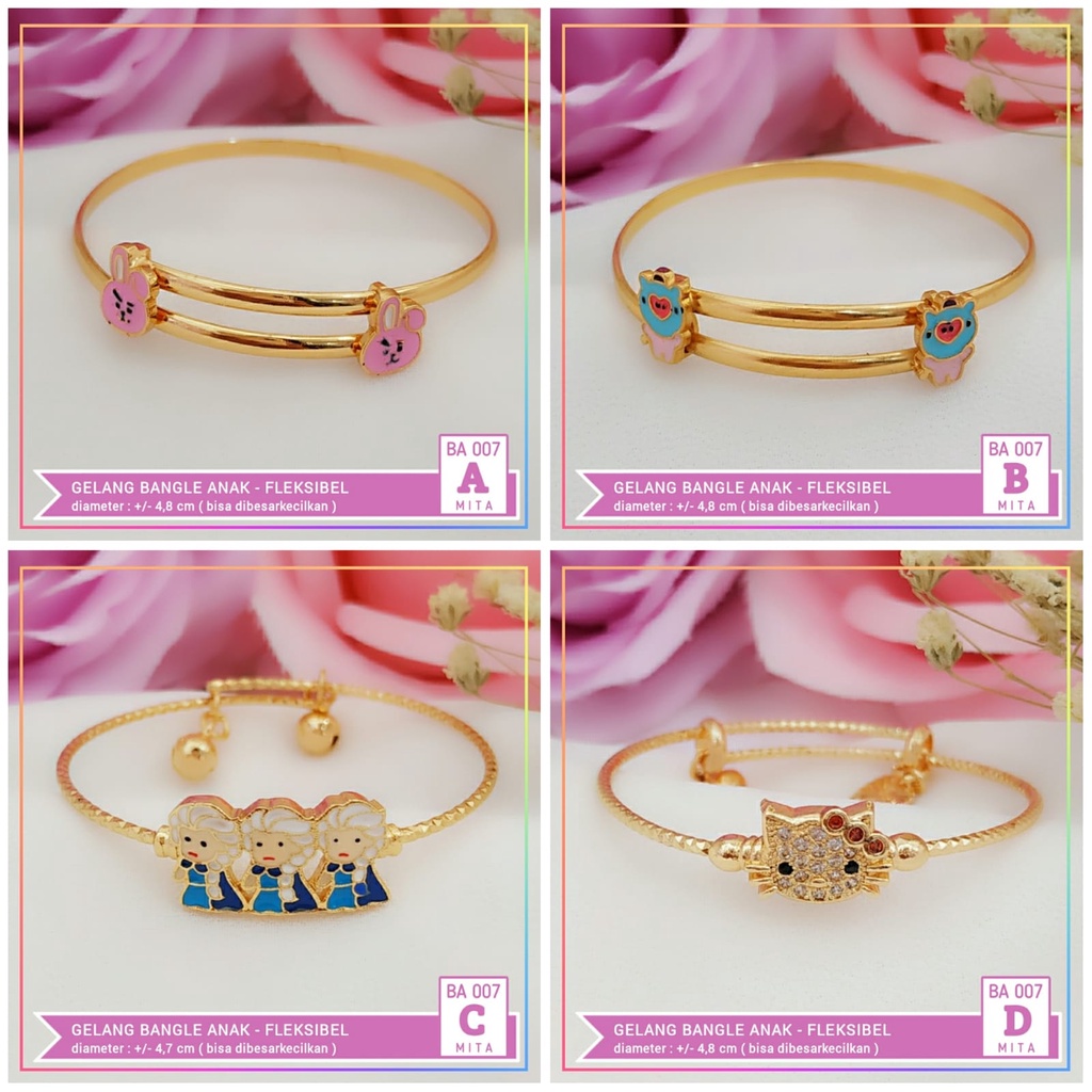 Gelang xuping Gelang anak bangle frozen kepala 3 perhiasan lapis emas gold BA 007