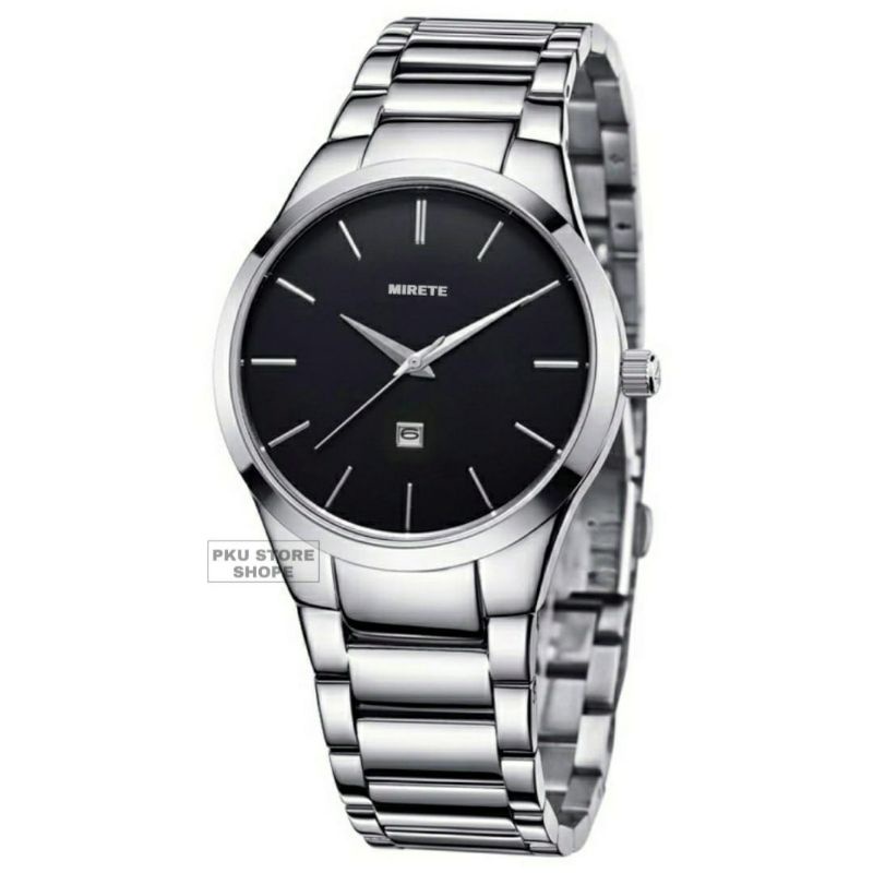 Jam Tangan Kasual Pria Analog Rantai Stainlees Steel Mirete Original Anti Air_ JAM Tangan Pria KUARSA Terbaru Sporty Olahraga Militer_Murah / Original / Berkualitas / COD /PRIA / FASHION / Formal