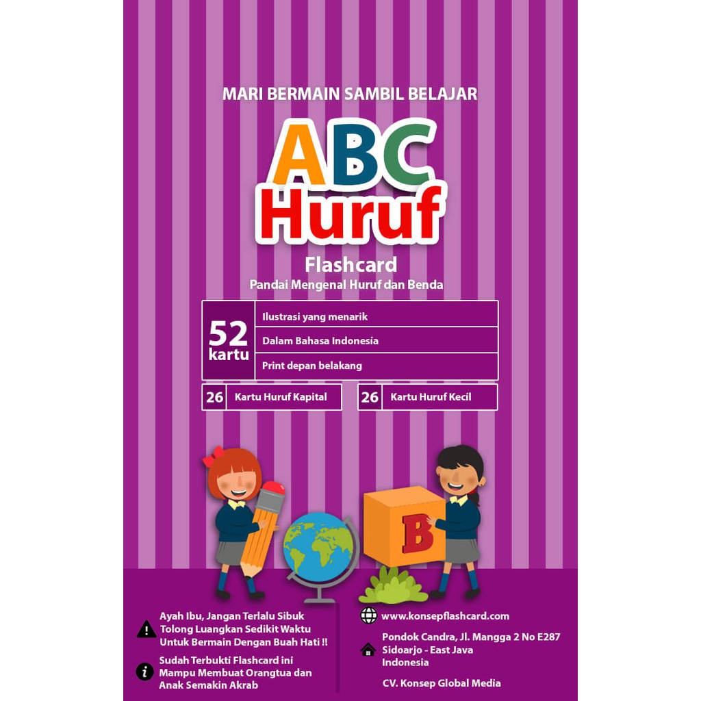 Flash Card ABC Huruf - Kartu Belajar Anak Bergambar - Konsep Studio Original