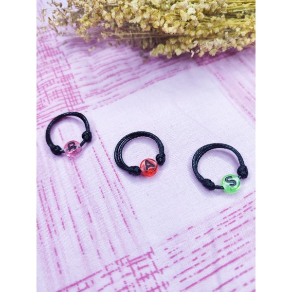 Jual Cincin Inisial Bulat Transparan / Cincin Tali Inisial Huruf ...