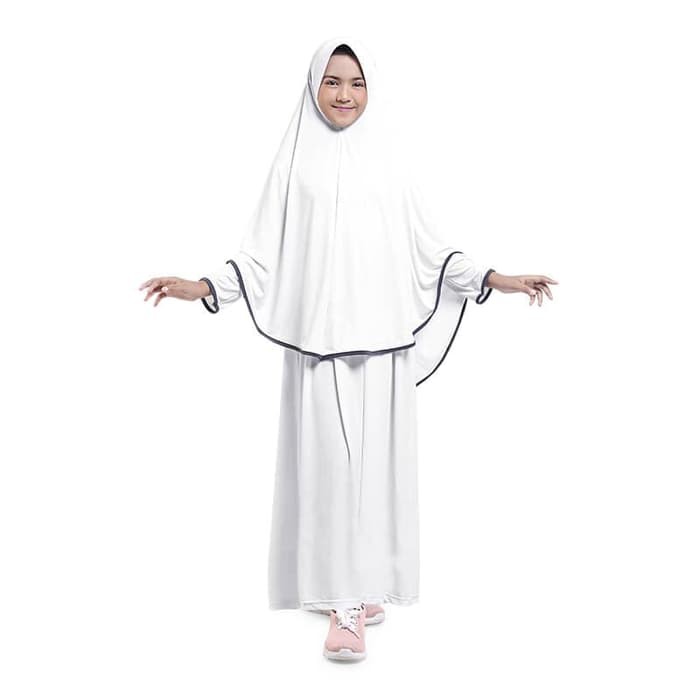 BAJUYULI Gamis Anak Perempuan Syari Jersey Polos Putih Murah - JST01