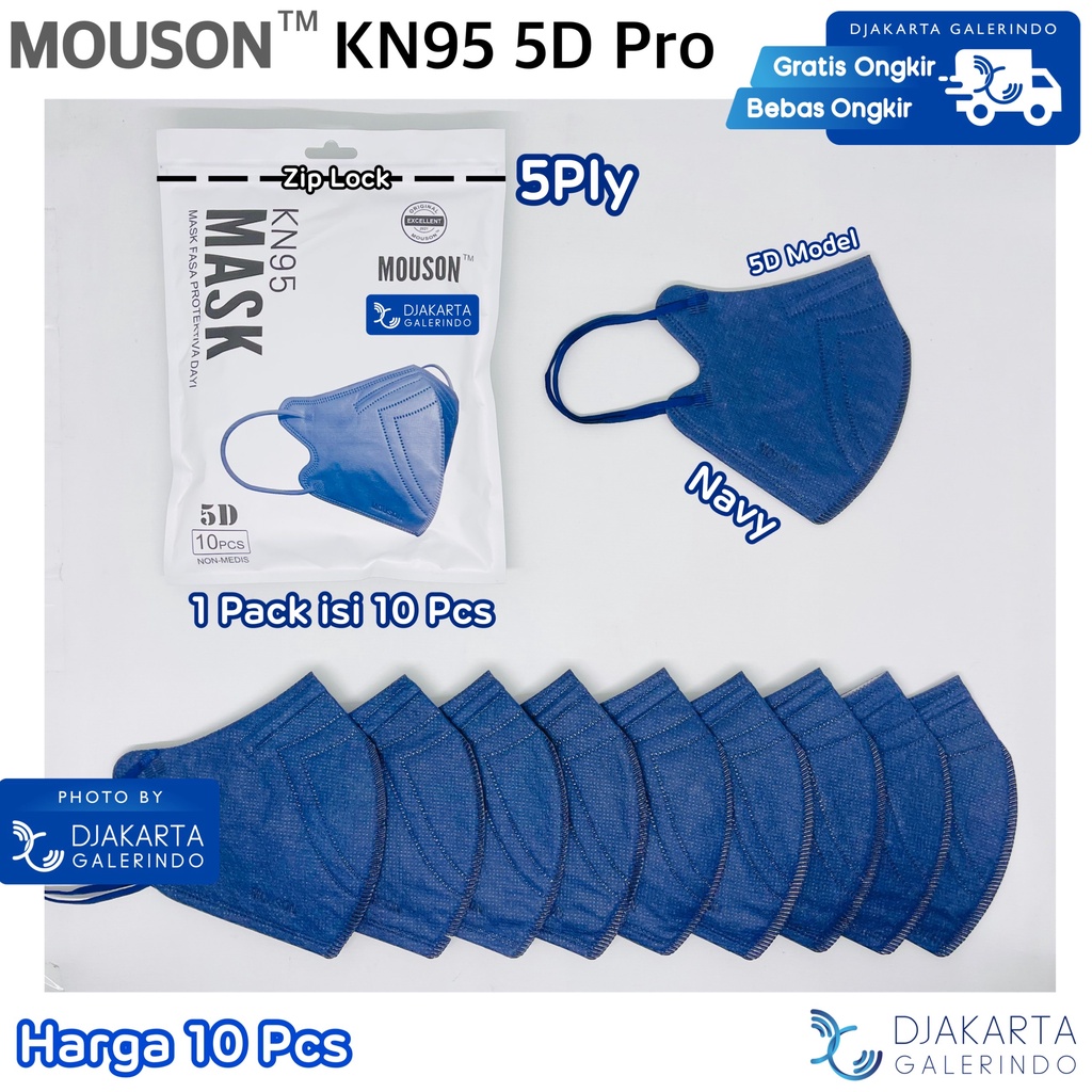 Masker Mouson KN95 5D KN95 Pro 5Ply Original isi 10Pcs