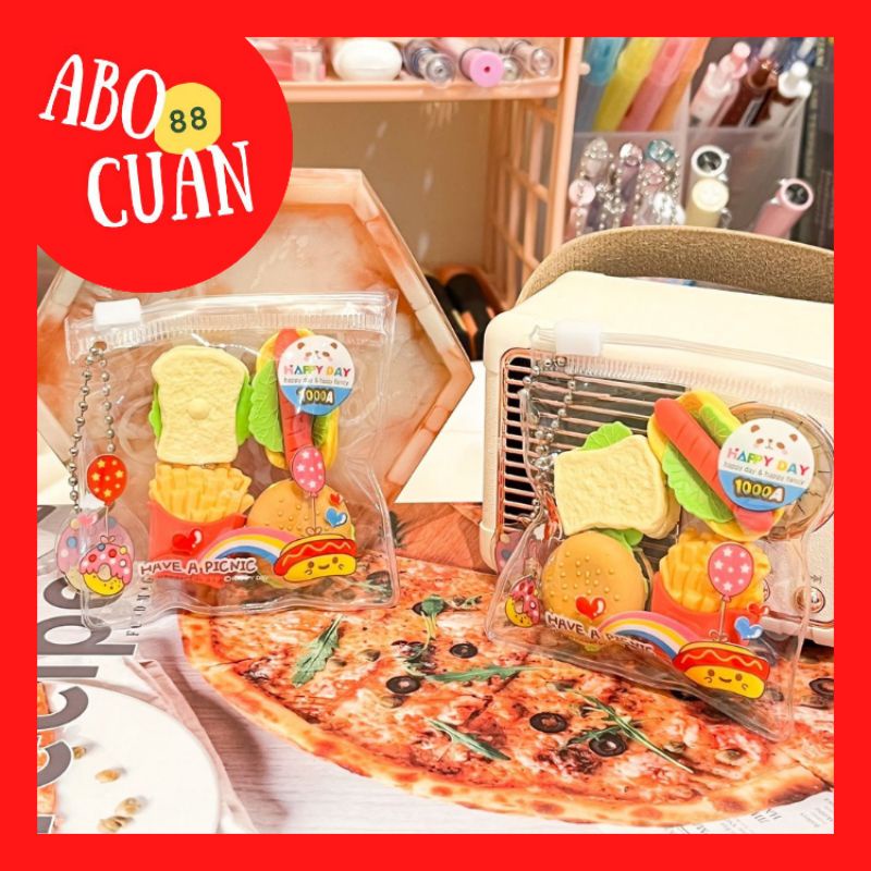 

[COD] Penghapus Pouch Isi Bentuk Makanan Burger Hotdog Sandwich Eraser Lucu Unik