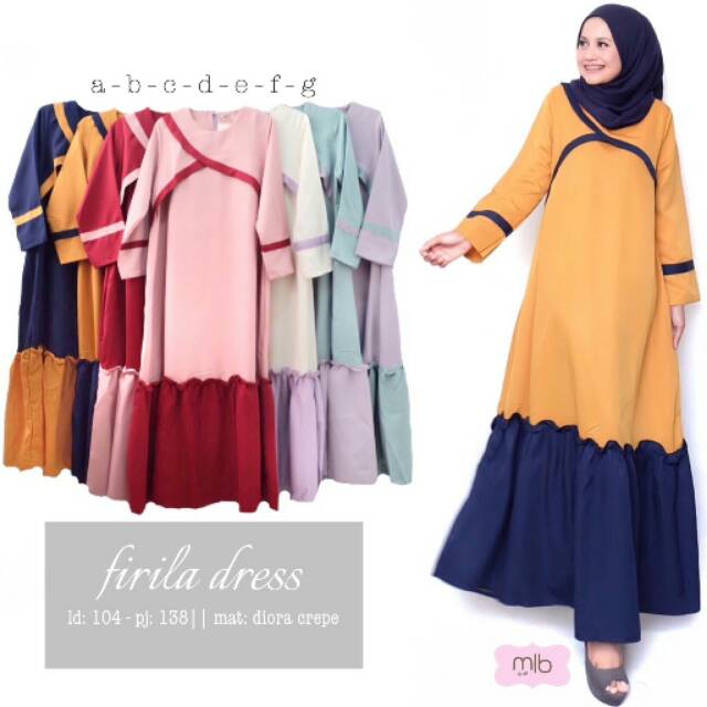 Gamis Modern Mat Diora crepe Long Dress Formal dan harian Muteki Murah
