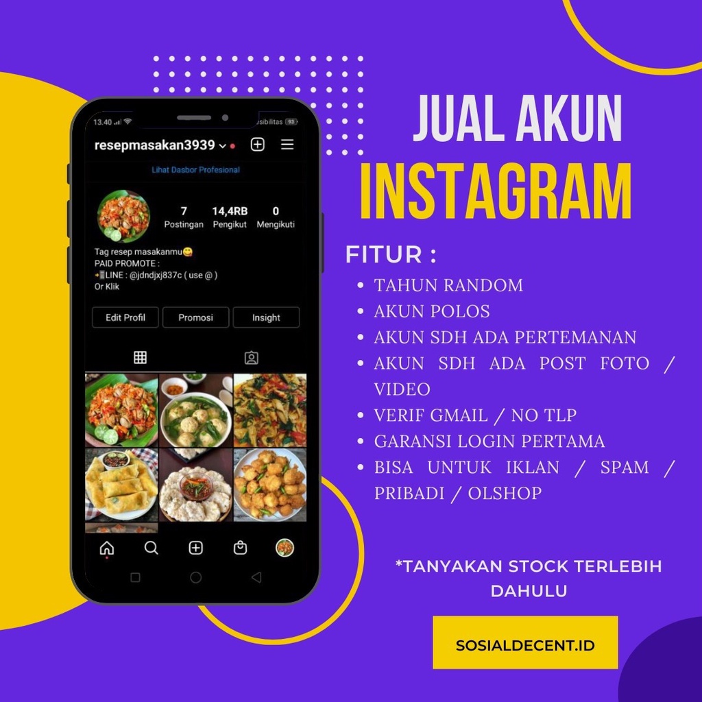 Jual akun IG 500 - 1rb - 200rb Followers Indonesia dan Pasif Murah Meriah