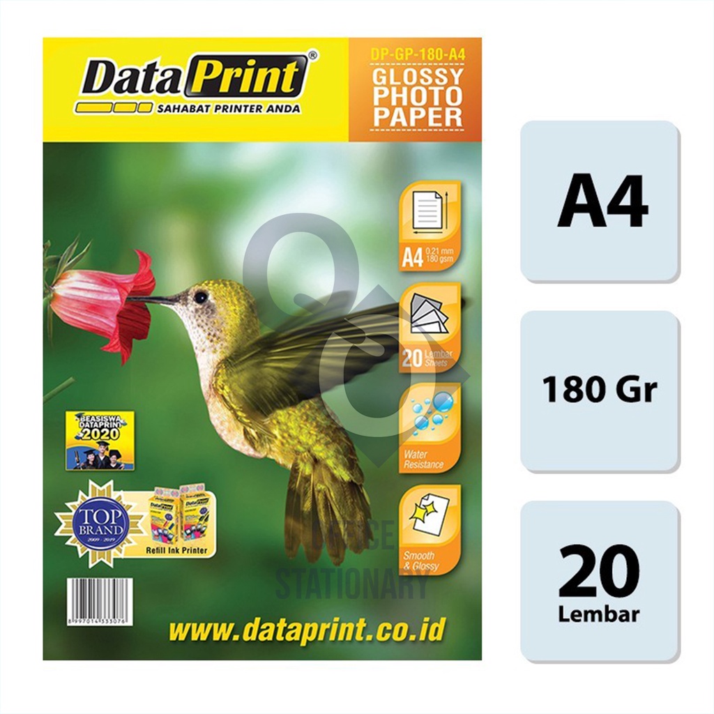 

Dataprint Glossy photo paper 180 Gsm / Kertas Data Print Glossy paper