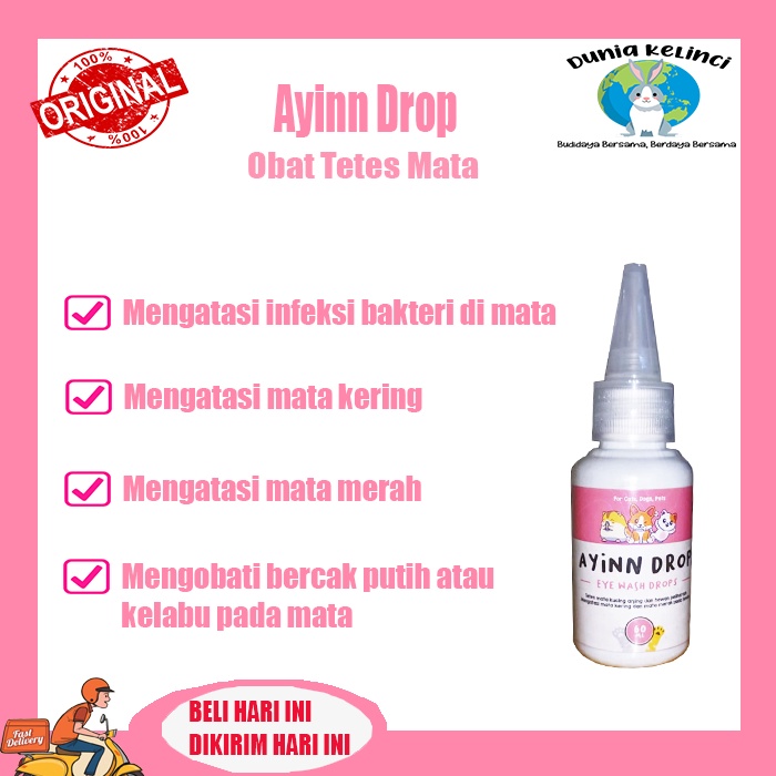 Obat Tetes mata kucing AYINN DROP anjing mengatasi mata kering dan mata merah pada hewan