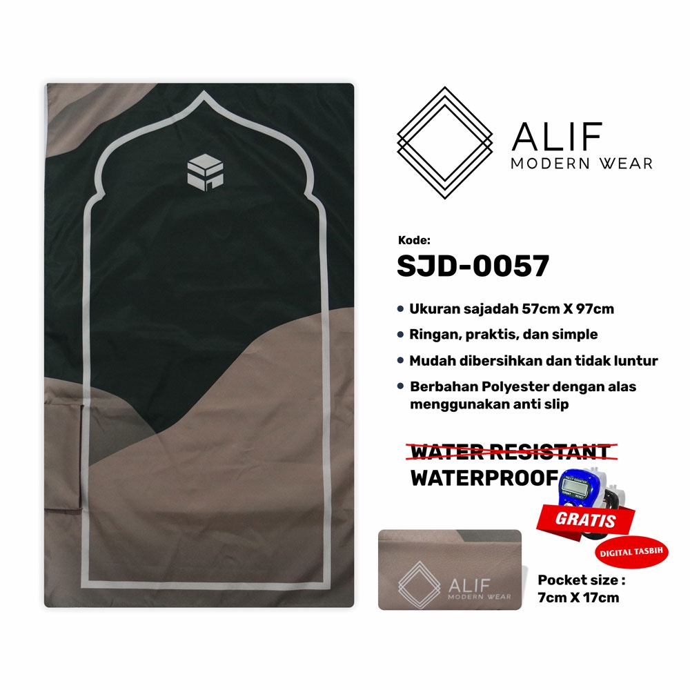 [GRATIS DIGITAL TASBIH] ALIF SAJADAH TRAVEL / SAKU / PORTABLE / WATERPROOF ( ALIF MODERN WEAR SJD-0057 )