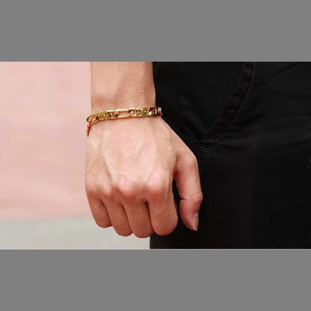 (AdornmentNo1) 2015 Gelang Tangan Rantai Lapis Emas 18K Untuk Pria