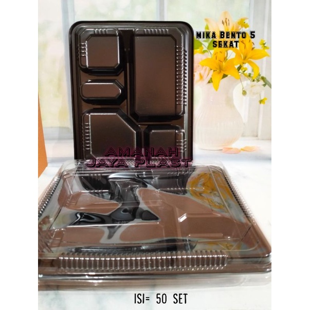 ( 50 set) Mika Bento 5 Sekat - Tray Bento Besar -  Box Kotak Nasi
