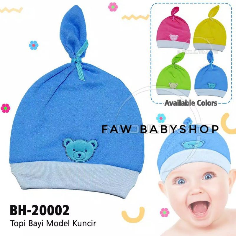 Topi Bayi Newborn Motif/Polos BOBOKO size 0-3 Bulan Baru lahir