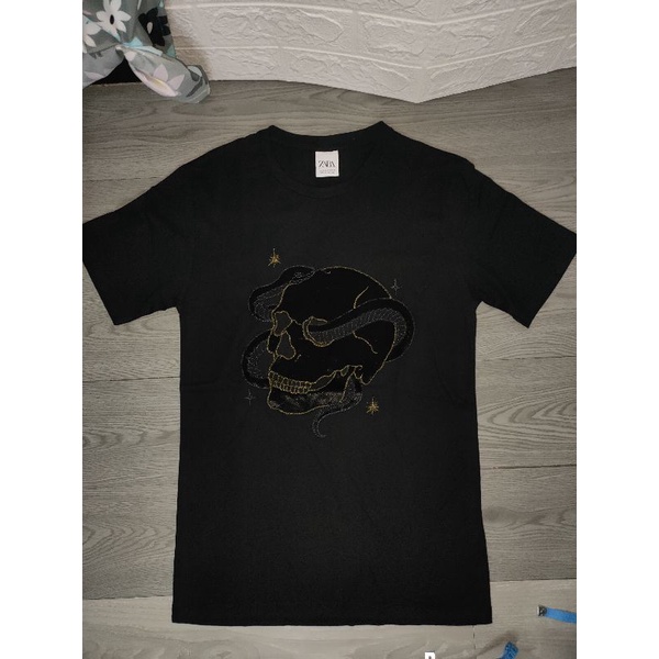 kaos zara man skull