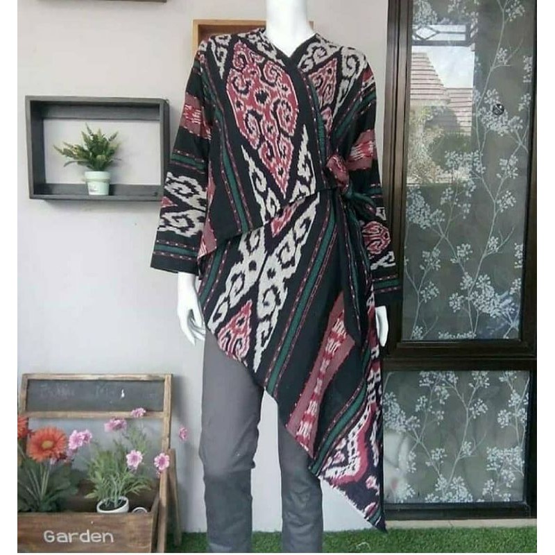 Tunik Tenun Wanita Tunik Tenun Blanket Etnik Jepara (TANPA FURING TRIKOT)Casual Dress Tenun Asimetris Terbaru Kekinian 001