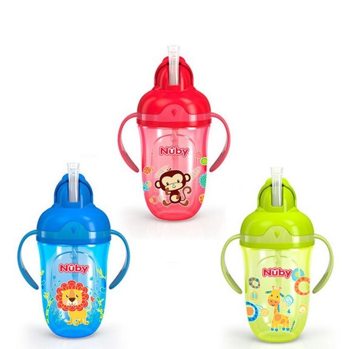 Nuby Comfort 360 Plus Flip it  Straw 270 ml  / Botol Sedotan Bayi