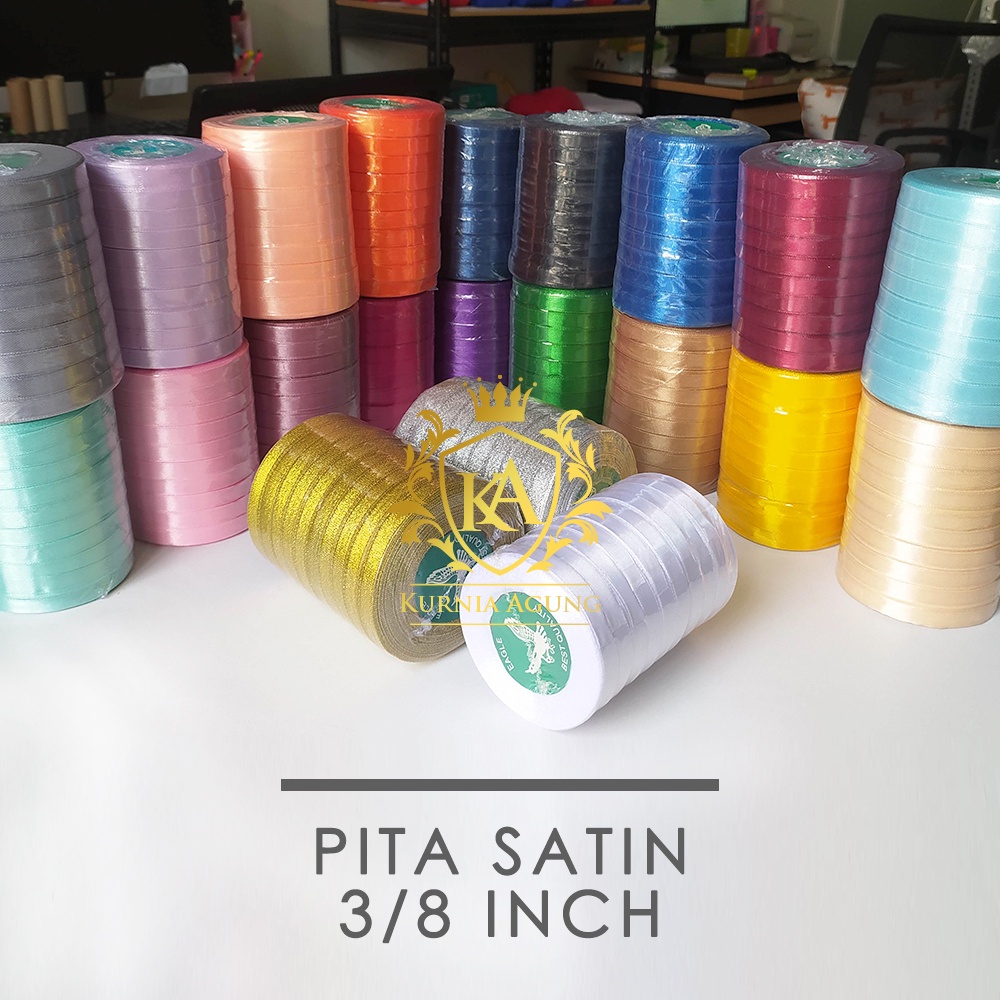 Pita Satin  Eagle Import Taiwan 3/8 inch 1.2cm Inch Per Rol untuk Hiasan Hampers Souvenir  Dekorasi Murah Laris