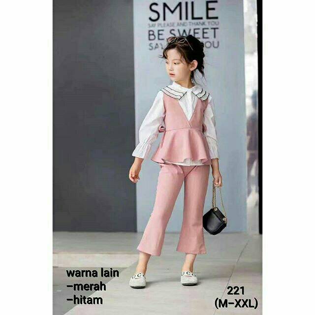 Setelan Kemeja Rompi Celana Bootcut Anak Perempuan / Set Baju Anak Perempuan
