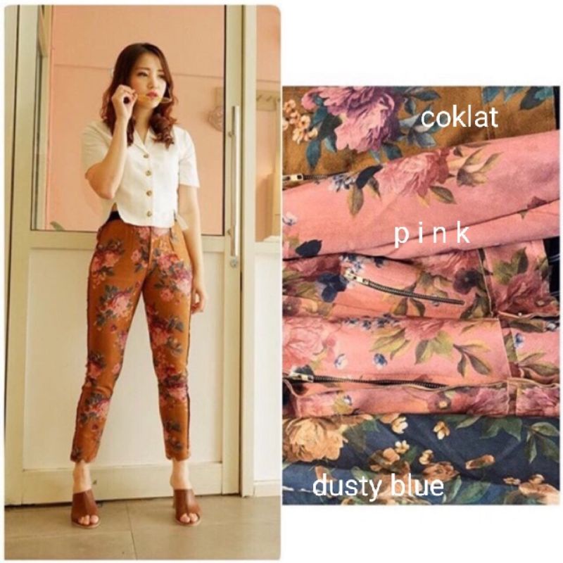 SUEDE FLOWER PANT / CELANA PANJANG SUEDE PREMIUM IMPORT