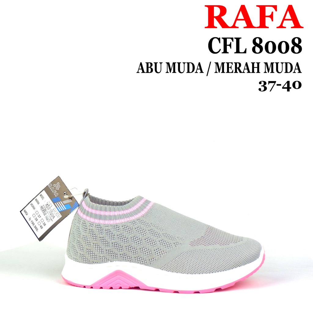 Sepatu rajut RAFA - CFL 8008 - Size 37-40 - sepatu wanita - sepatu senam - sepatu olahraga - sepatu knit-abu muda / merahmuda