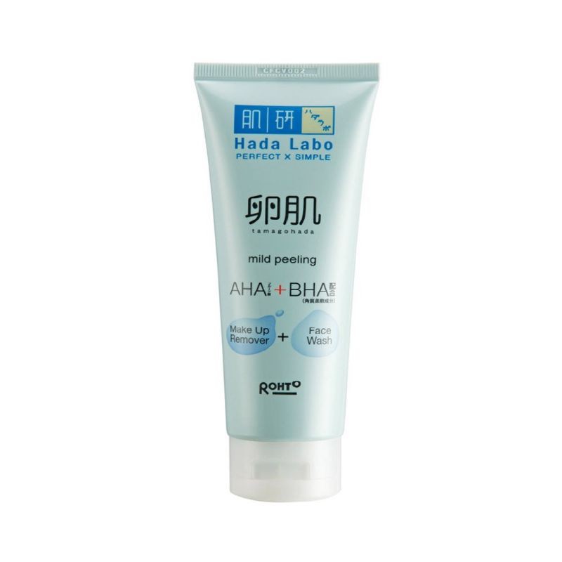 HADA LABO TAMAGOHADA MILD PEELING AHA+BHA MAKEUP REMOVER + FACE WASH