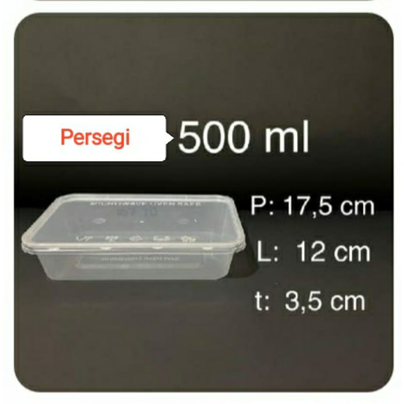 

Thinwall persegi 500ml 1pack isi 25set kotak makan