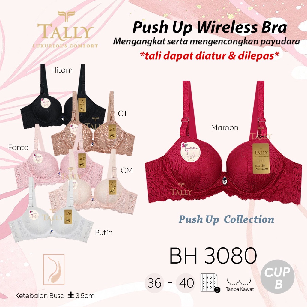 Bh Bra BUSA LEBIH TEBAL Tally 3080 (Cup B) Renda Brukat | Bra Busa Tebal Tanpa Kawat |mcf