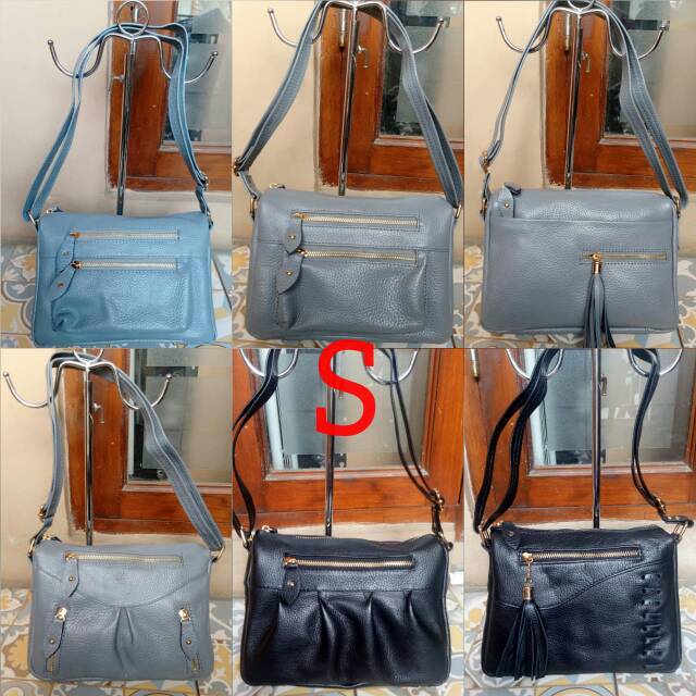 Tas Papirut Kulit Asli Garut Ukuran S Warna Abu Tua